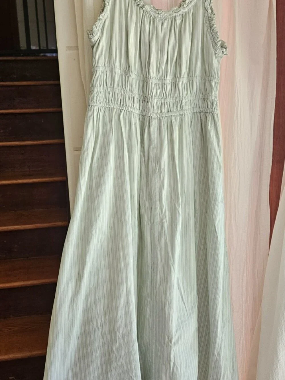 Striped Waist-defined Ruffled Midi Dress | Old Navy | 100% Cotton - Picture 2 of 5